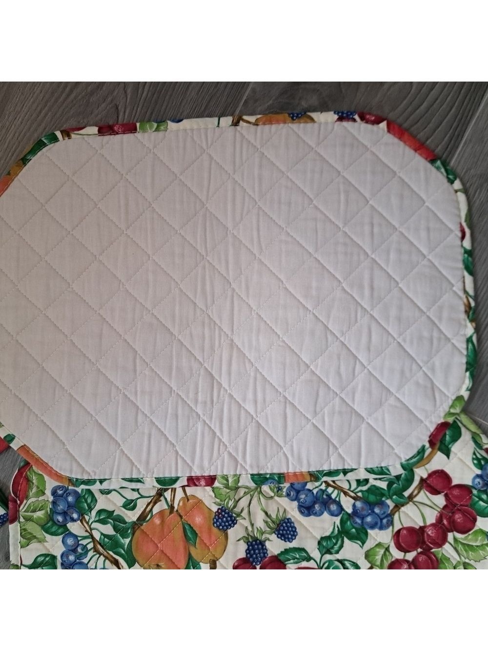 VTG KAY DEE RHAPSODY quilted fruit orchard placements napkins farmhouse USA - Picture 7 of 9